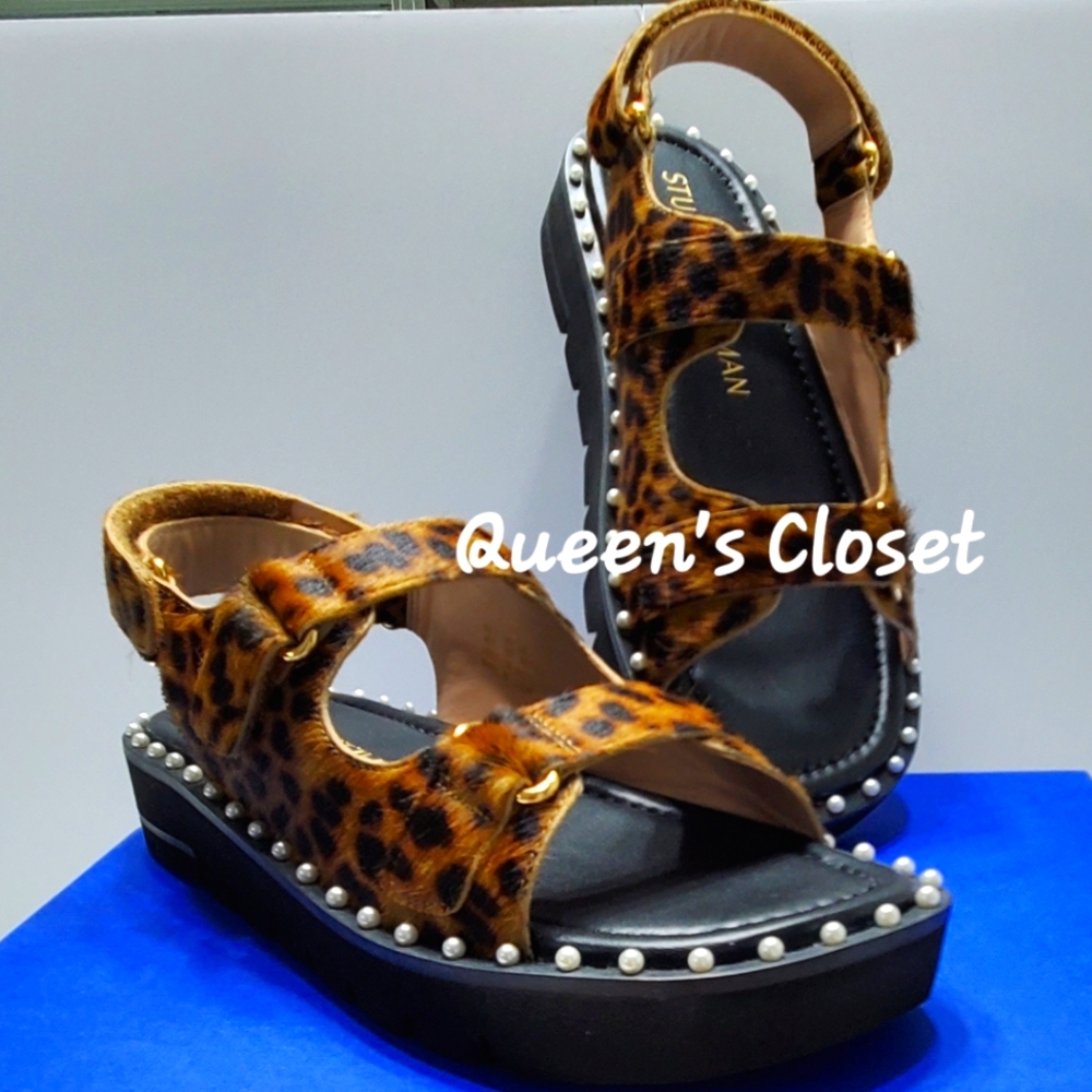 Stuart Weitzman | Zoe Lift Beaded Calf-Hair Sandal | BRAND NEW